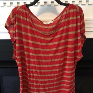 Old Navy Women’s Coral & Tan Striped Cap-Sleeve XL